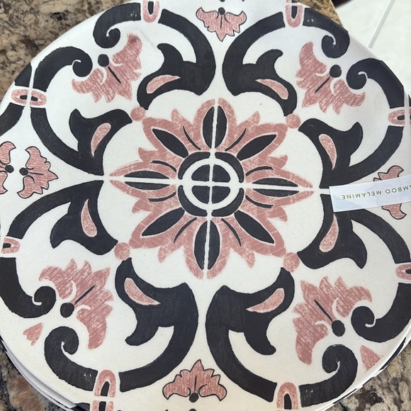 Anthropologie artistic print bamboo Melamine dinner Plates set of 4 / 9 inch - Picture 8 of 8